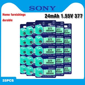 25PC SONY Original 1.55V AG4 377A 377 LR626 SR626SW SR66 LR66 Button Cell Watch Coin Battery Watch batteries MADE IN JAPAN