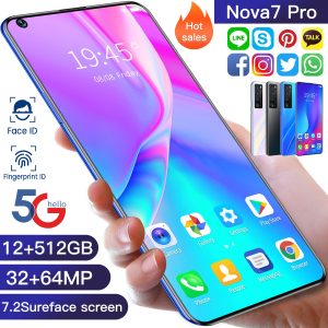 Global Version Huawie Nova7Pro Smartphone 5000mAh 7.2Inch HD Screen 12 512G Face Unlock Dual SIM 4G LTE 5G Network Cellphone