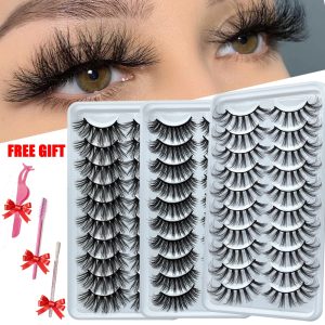 MB 10 Pairs 3D Mink Lashes Handmade fluffy Faux Cils Soft Wispy Volume eye Natural Reusable Eye lashs Dramatic False Eyelashes