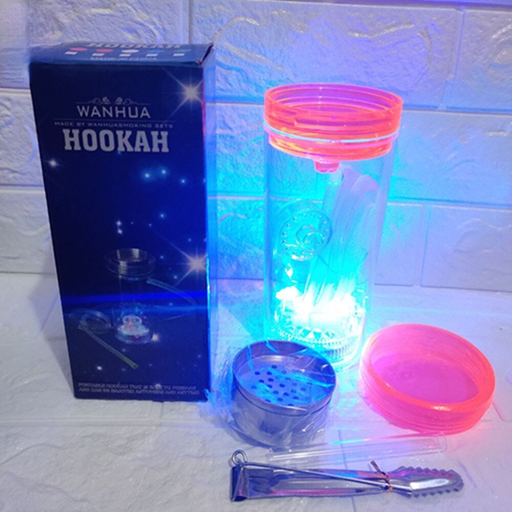 Mini Shisha Set Hookah Completa Acrylic Bottle Sheesha With LED Lights ...