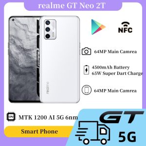 Realme Gt neo 2t 5g telefone inteligente mtk dimensionity 1200 ai 6.43 ''120hz 4500mah65w super dardo carga 64mp câmera principa