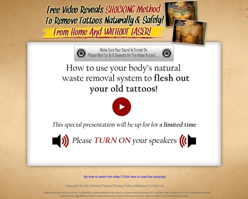The Laserless Tattoo Removal Guide &trade; Free Video Reveals Shocking Method To Remove Tattoos Naturally and Safely From Home And Without Laser!