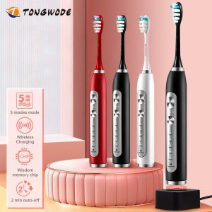 Ultrasonic Electric Toothbrush Wireless Charging for Adult IPX7 Waterproof Replacement Heads Whitening Teeth Timer Smart Brush