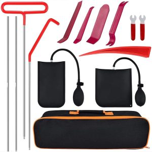 13 PCS Adjustable Car Wedge Pump Locksmith Thickened Door Repair Cushion Emergency Open Unlock Tool Kit with Long Reach Grabber