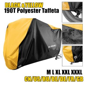 190T Yellow Black Motorcycle Cover Case Scooter Dirt Bike Motor Dust Rain Water Proof Uv Sun Cover 190T Taffeta M L XL XXXL D45