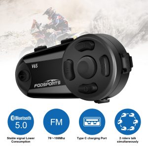 1PC Fodsports V6S Bluetooth Motorcycle Intercom 6 rider BT 5.0 Helmet Headset Wireless Interphone Intercomunicador Moto FM Radio