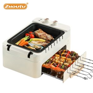 3 in 1 Electric BBQ Kebab Grill Machine ,1000W Automatic Rotating Smokeless Grill,Compact & Portable Non-Stick Grill Oven