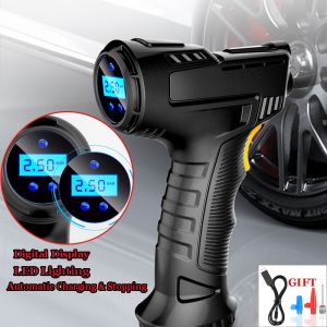Car Air Compressor 120W Rechargeable Wireless Inflatable Pump Portable Air Pump Car Tire Inflator Digital for Car Bicycle Balls