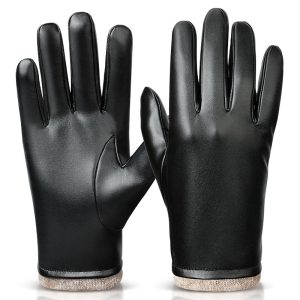 OZERO Men's Gloves Winter Mittens Keep Warm Touch Screen Windproof Driving Guantes Male Autumn Winter PU Leather Busines Gloves
