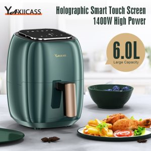 YAXIICASS 6L Electric Air Fryer 1400W Digital Air Frier LED Touchscreen Deep Fryer Without Oil 360° Baking Oven For Home Cooking