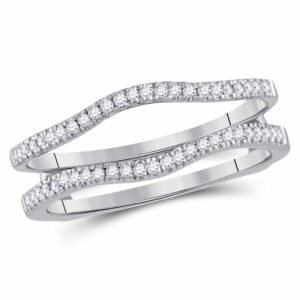 14k White Gold Round Diamond Ring Guard Wrap Solitaire Enhancer Band 1/4 Ctw