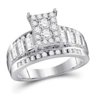 10kt White Gold Round Diamond Cluster Bridal Wedding Engagement Ring 1/2 Ctw