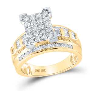 10kt Yellow Gold Round Diamond Cluster Bridal Wedding Engagement Ring 1 Ctw
