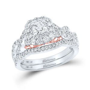 14kt Two-tone Gold Round Diamond Bridal Wedding Ring Set 1 Ctw (Certified)
