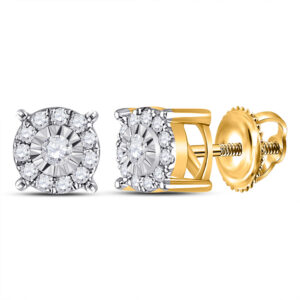 10kt Yellow Gold Womens Round Diamond Halo Earrings 1/5 Cttw