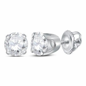14kt White Gold Womens Round Diamond Solitaire Stud Earrings 3/4 Cttw