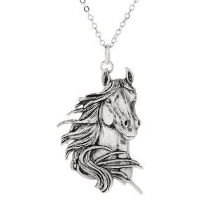 Pure Montana Sterling Silver 18" Majestic Horse Pendant w/ 18" Chain