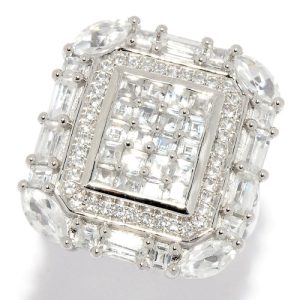Gem Treasures Multi Shape 3.59ctw White Zircon Ring