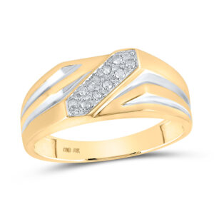 10k Yellow Gold Mens Round Diamond Band Fashion Ring 1/10 Cttw