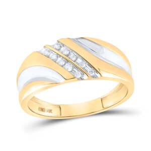 14k Yellow Gold Mens Round Diamond Band Wedding Anniversary Ring 1/8 Ctw