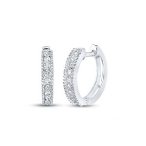 10kt White Gold Womens Round Diamond Hoop Earrings 1/4 Cttw
