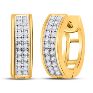 10kt Yellow Gold Womens Round Diamond Huggie Earrings 1/6 Cttw