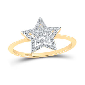 10k Yellow Gold Womens Round Diamond Star Fashion Ring 1/20 Cttw