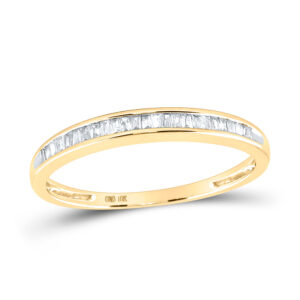 10k Yellow Gold Womens Baguette Diamond Wedding Anniversary Band 1/6 Cttw