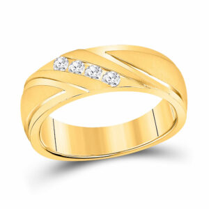 10k Yellow Gold Mens Round Diamond Wedding Anniversary Band Ring 1/4 Ctw