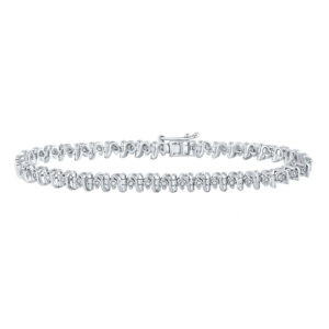 Sterling Silver Womens Round Diamond S Link Tennis Bracelet 1/3 Cttw