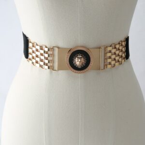 Lion buckle belt female decorative girdle dress elastic elastic belt all-match waist black luxury design fashion belt for women