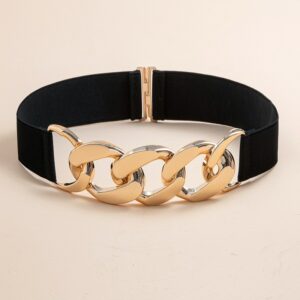 Luxury Gold Chain Belts For Women Elastic Metal Buckle Belts High Quality Elastic Decorative Women's Belt Female Waistband