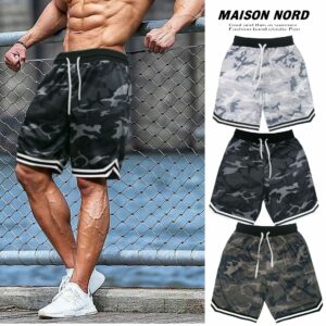 Men's fitness shorts Mesh breathable moisture absorption sweat basketball pants running sports leisure pants