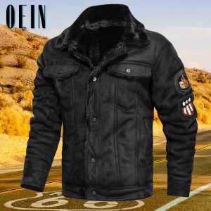 OEIN New Mens Vintage Leather Jackets 2021 Winter Motorcycle Fur Stand Collar Male Biker PU Coats Fashion Windbreaker Outerwear