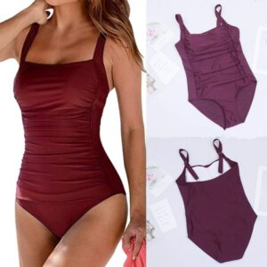 Vintage One Piece Swimsuit Women 2022 New Swimwear Push Up Bathing Suit Ruched Tummy Control Monokini Retro Plus Size Beachwear
